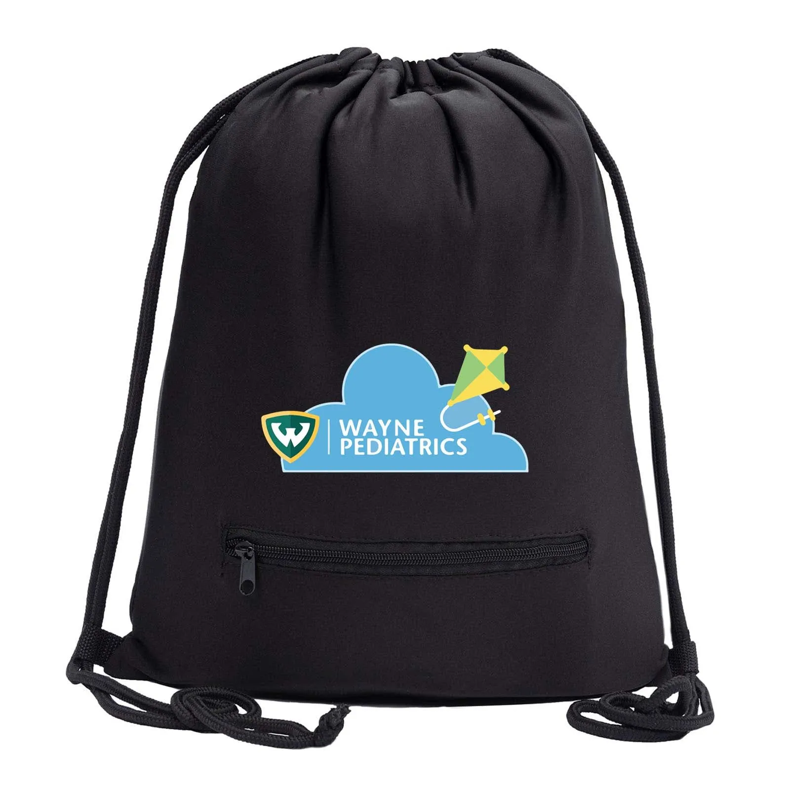 Wayne Pediatrics Drawstring Bag w/ Zipper Pocket Printed