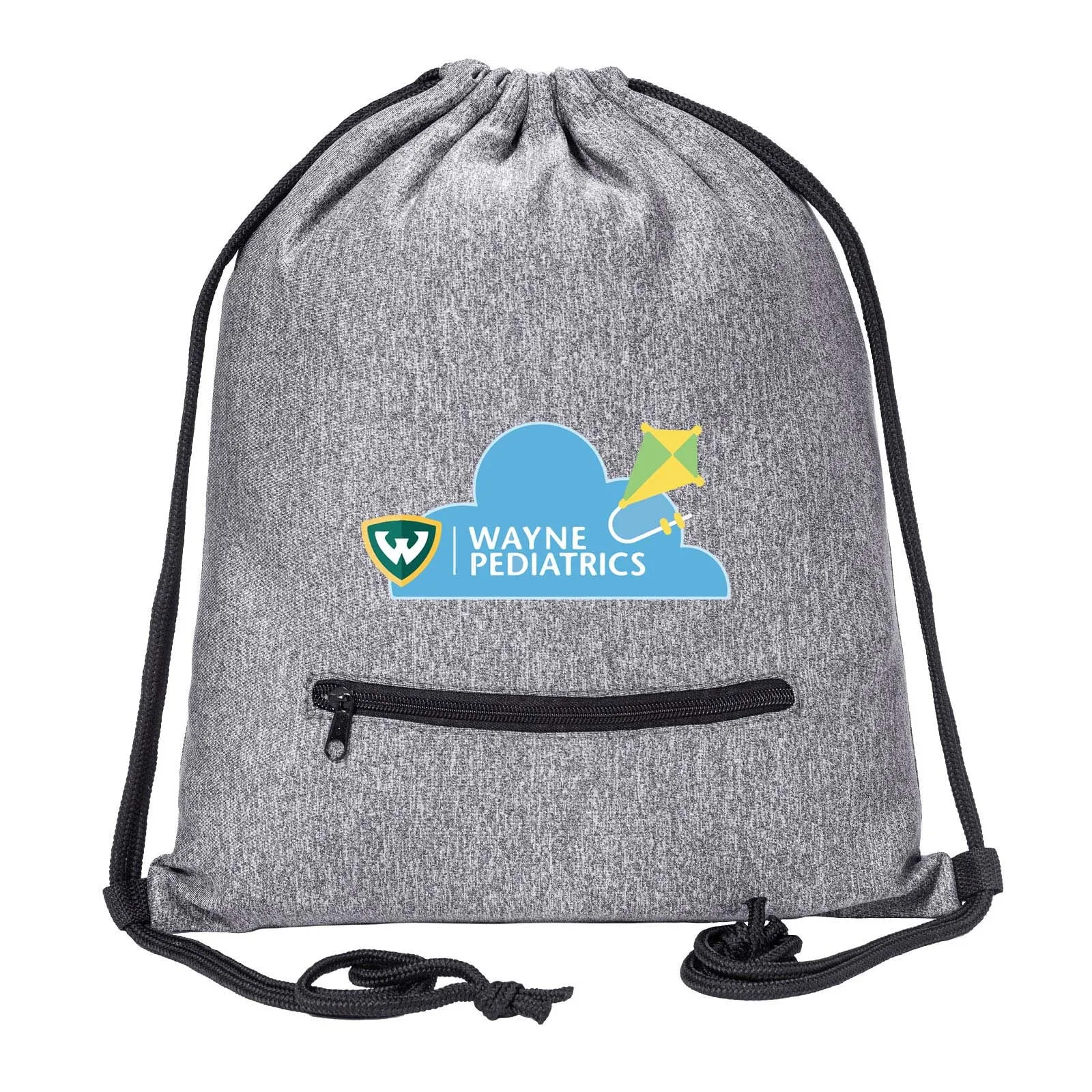 Wayne Pediatrics Drawstring Bag w/ Zipper Pocket Printed