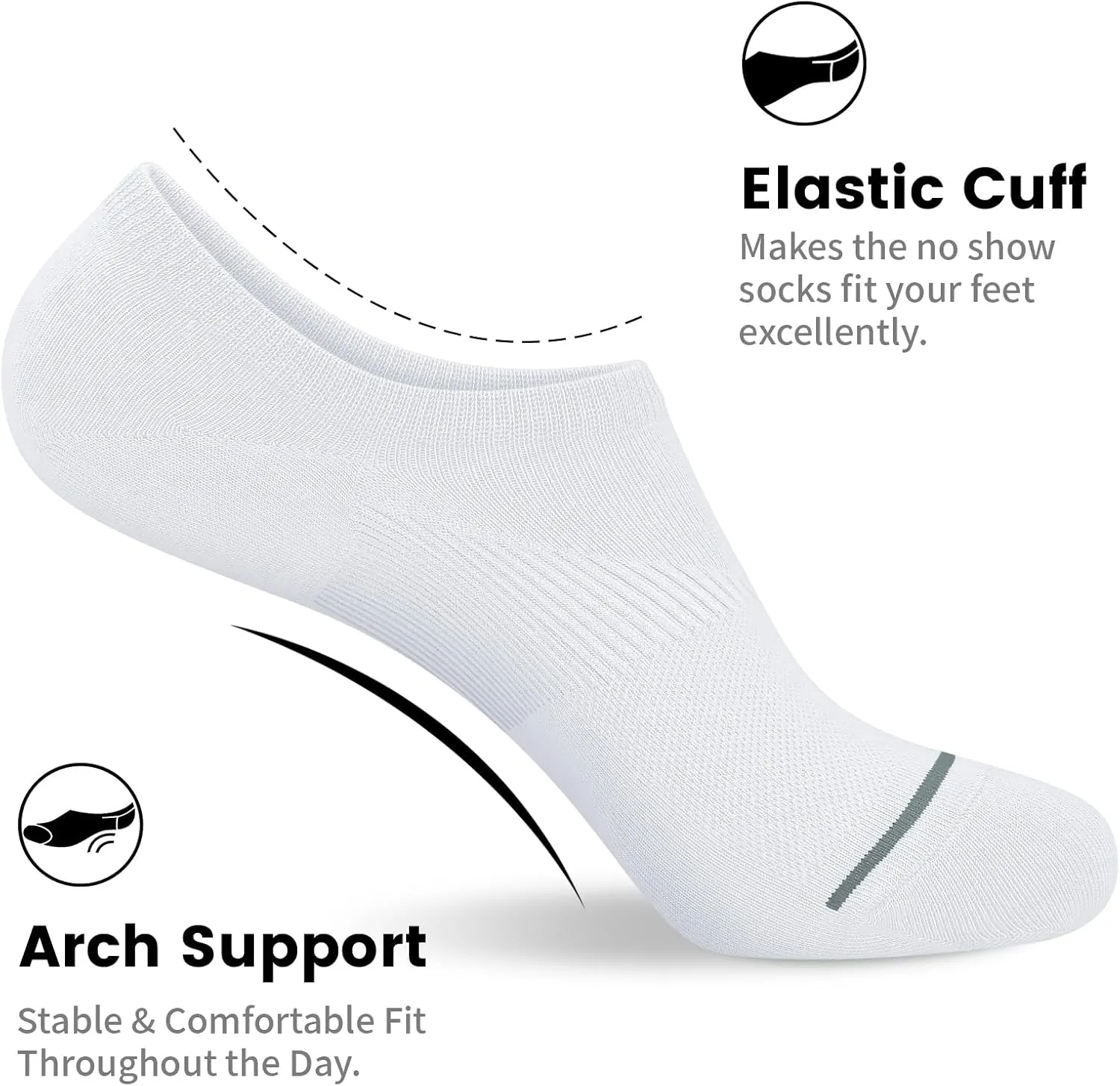 wernies 10 Pairs No Show Socks Men Low Cut Ankle Short Casual Thin Invisible Socks with Non Slip Grips