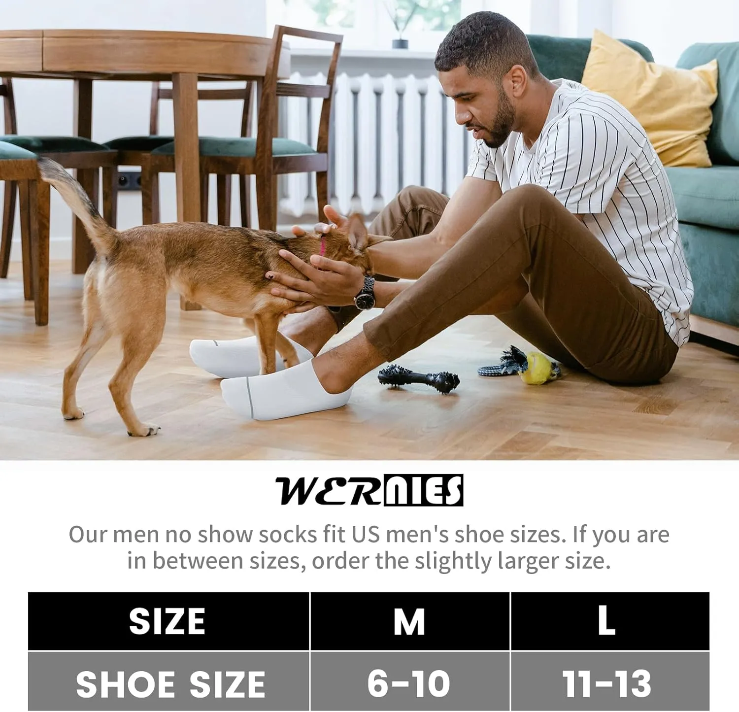 wernies 10 Pairs No Show Socks Men Low Cut Ankle Short Casual Thin Invisible Socks with Non Slip Grips