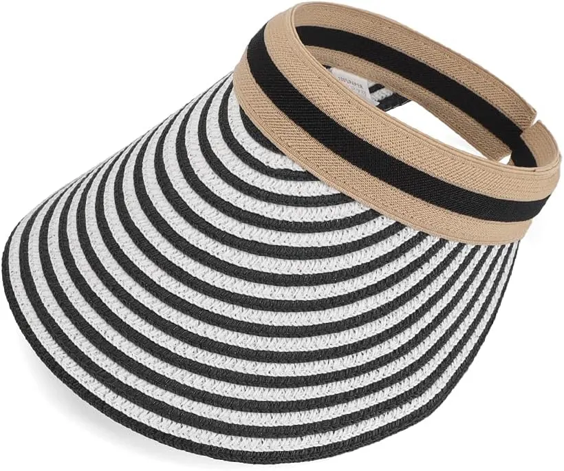Women Summer Sun Hat Lady's Portable Beach Visor Bowknot Straw Hat