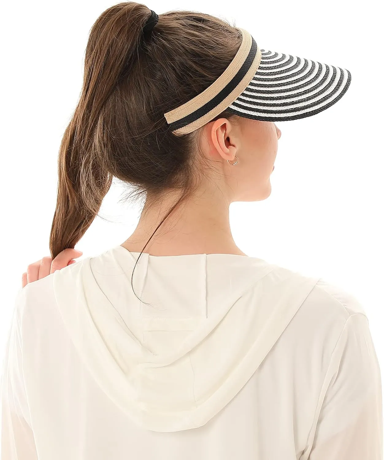 Women Summer Sun Hat Lady's Portable Beach Visor Bowknot Straw Hat