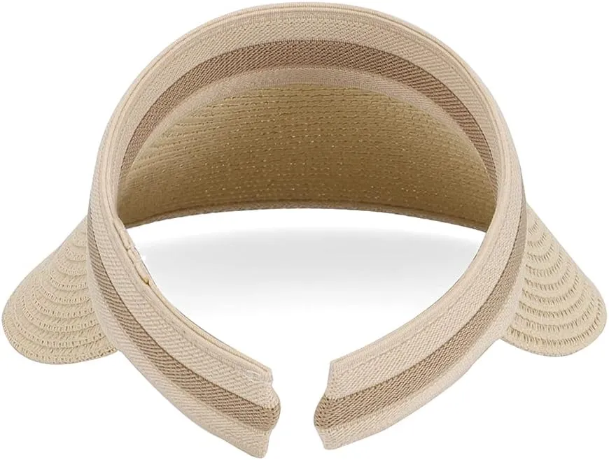 Women Summer Sun Hat Lady's Portable Beach Visor Bowknot Straw Hat