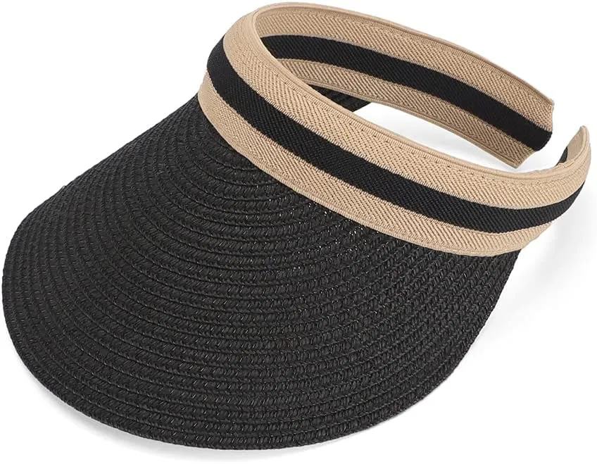 Women Summer Sun Hat Lady's Portable Beach Visor Bowknot Straw Hat