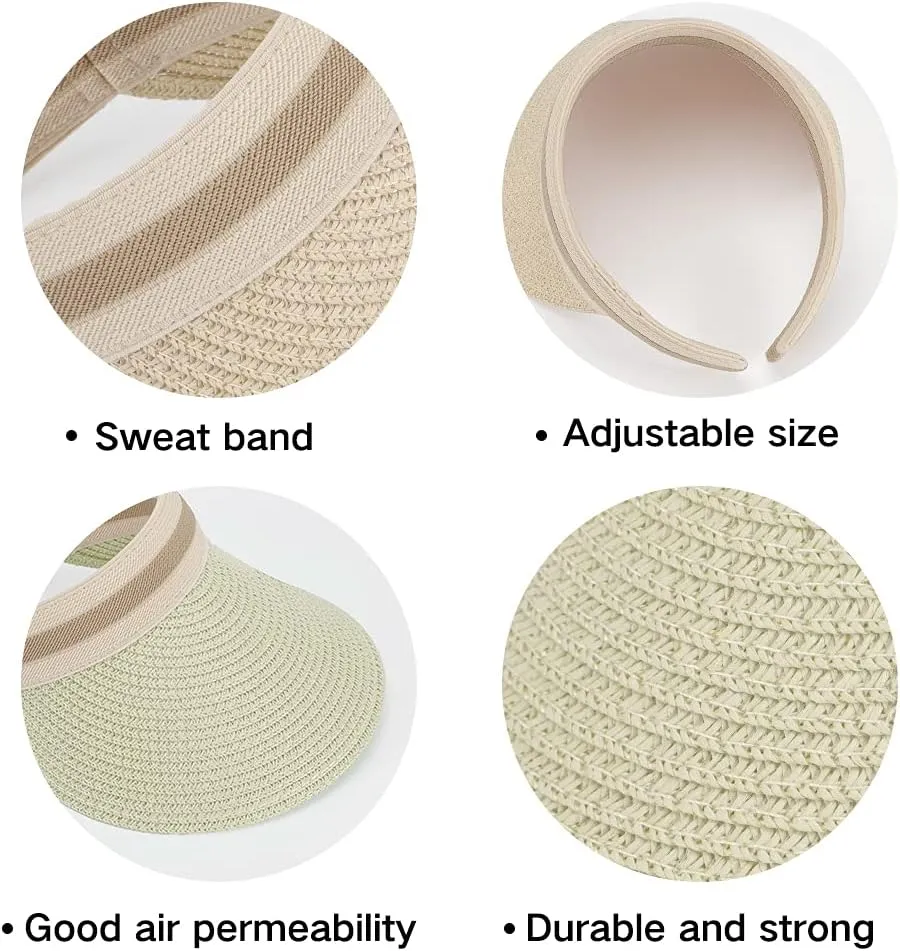 Women Summer Sun Hat Lady's Portable Beach Visor Bowknot Straw Hat