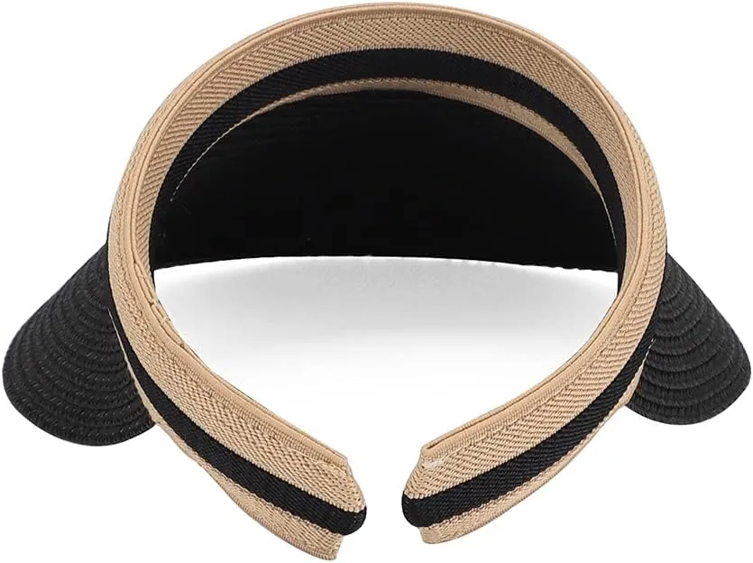 Women Summer Sun Hat Lady's Portable Beach Visor Bowknot Straw Hat