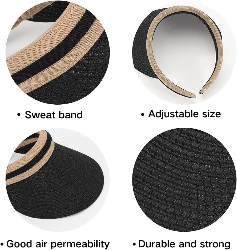 Women Summer Sun Hat Lady's Portable Beach Visor Bowknot Straw Hat