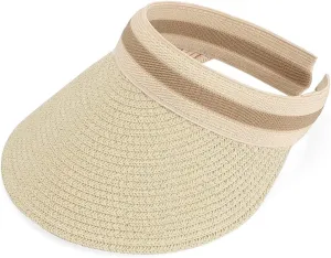 Women Summer Sun Hat Lady's Portable Beach Visor Bowknot Straw Hat