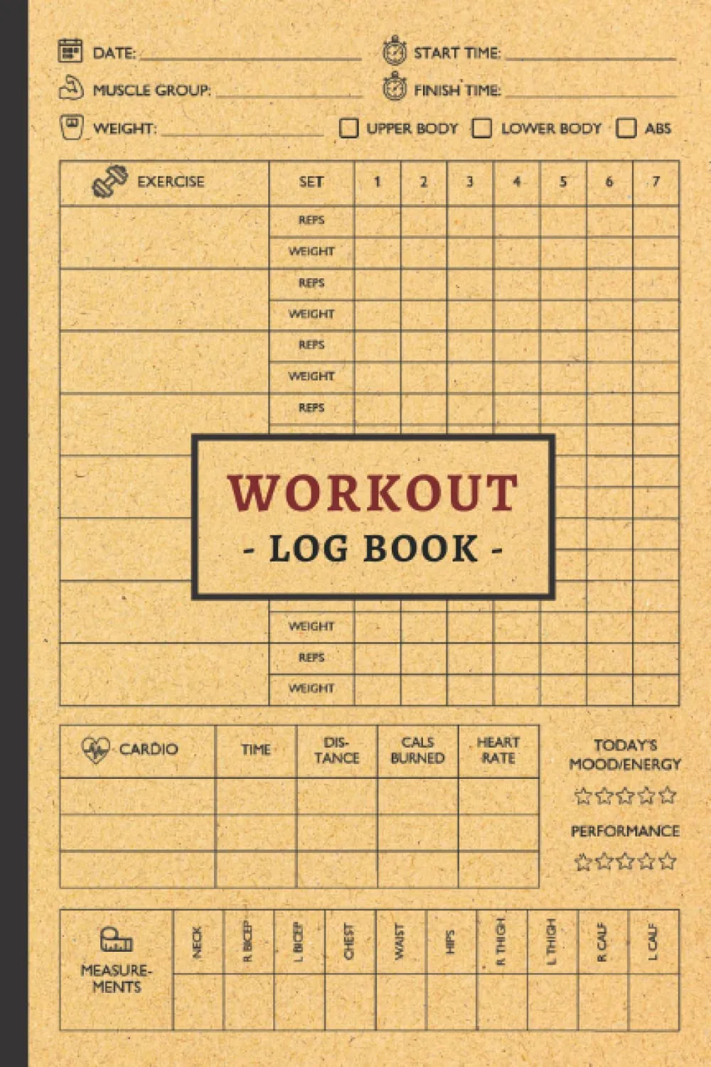 Workout Log Book: Weight Lifting Log Book Journal for Men and Women | Gym Planner Journal Exercise Notebook & Fitness Logbook for Personal Training | ... Gifts | Old School Yellow Cover 120 Pages Paperback  April 17, 2022